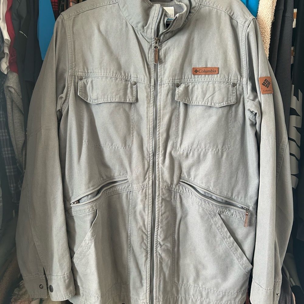 Gray Lightweight Shirt Jacket with Military Design
